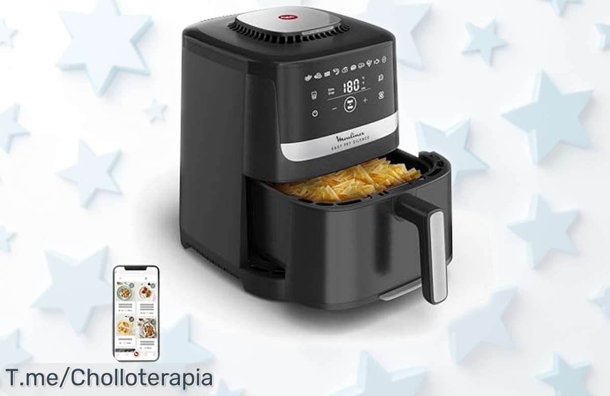 Freidora de aire Moulinex easy fry silence 5L con tecnología súper silenciosa y limpieza facilísima rebajada, chollazo que cocina rápido y crujiente ¡no pierdas esta oferta limitada!