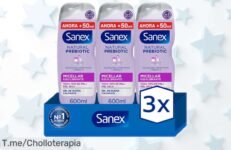 Gel de ducha Sanex BiomeProtect Micellar pack 3 con precio rebajado, limpieza suave sin jabón y cuidado total para tu piel ¡Un super chollo que se escapa rápido, no pierdas tiempo y hazte con el ofertón ya!