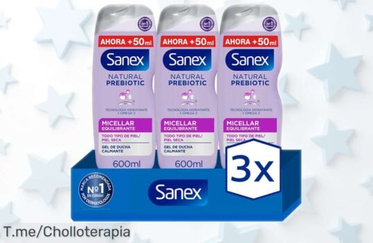 Gel de ducha Sanex BiomeProtect Micellar pack 3 con precio rebajado, limpieza suave sin jabón y cuidado total para tu piel ¡Un super chollo que se escapa rápido, no pierdas tiempo y hazte con el ofertón ya!