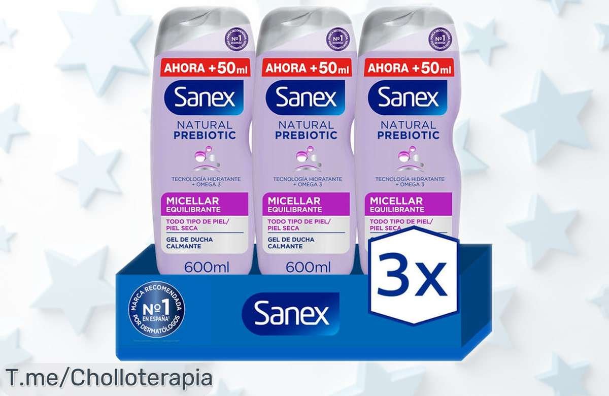 Gel de ducha Sanex BiomeProtect Micellar pack 3 con precio rebajado, limpieza suave sin jabón y cuidado total para tu piel ¡Un super chollo que se escapa rápido, no pierdas tiempo y hazte con el ofertón ya!