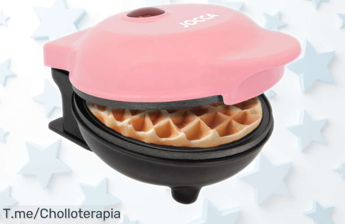 Gofrera rosa redonda Jocca con placas antiadherentes 500W para gofres perfectos en minutos diseño compacto y espacio guarda cable precio rebajado oferta limitada ¡corre que vuelan!