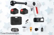 Hidrolimpiadora portátil inalámbrica 21V con doble batería y manguera de 10m rebajada en precio, aprovecha este super chollo para limpiar fácil y rápido sin cables ¡oferta limitada que vuela!