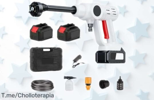 Hidrolimpiadora portátil inalámbrica 21V con doble batería y manguera de 10m rebajada en precio, aprovecha este super chollo para limpiar fácil y rápido sin cables ¡oferta limitada que vuela!