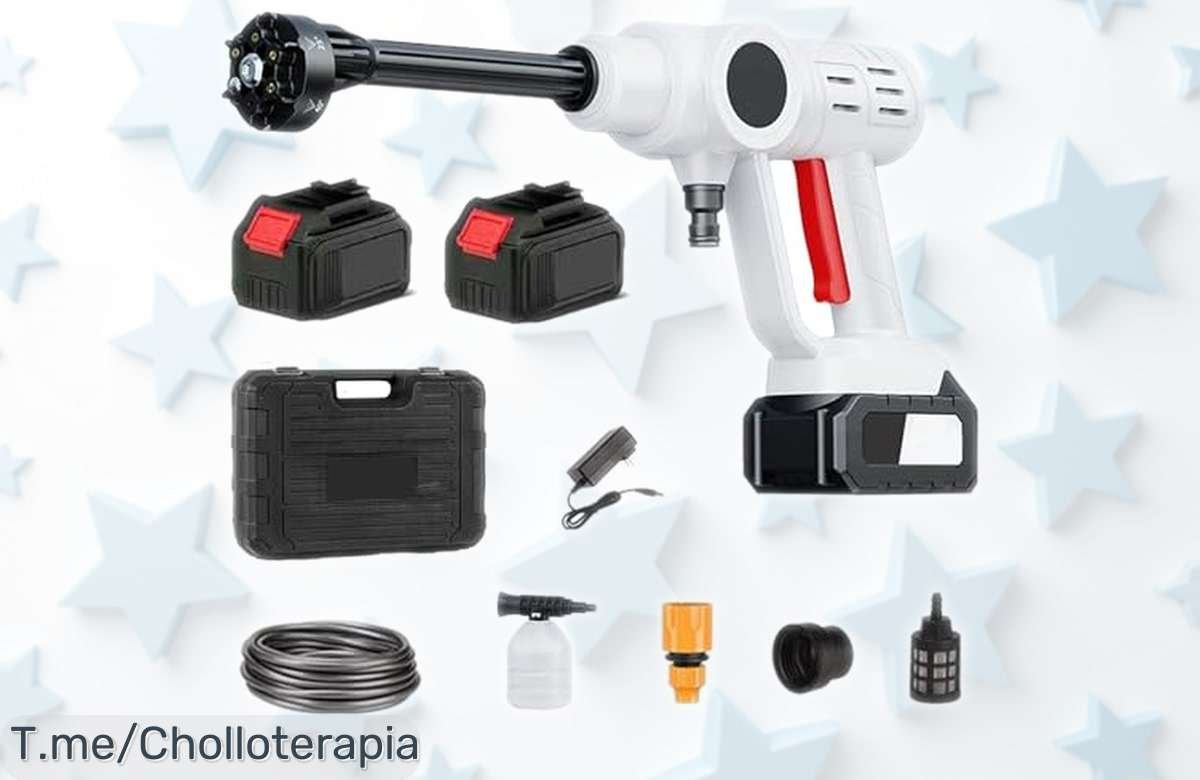 Hidrolimpiadora portátil inalámbrica 21V con doble batería y manguera de 10m rebajada en precio, aprovecha este super chollo para limpiar fácil y rápido sin cables ¡oferta limitada que vuela!
