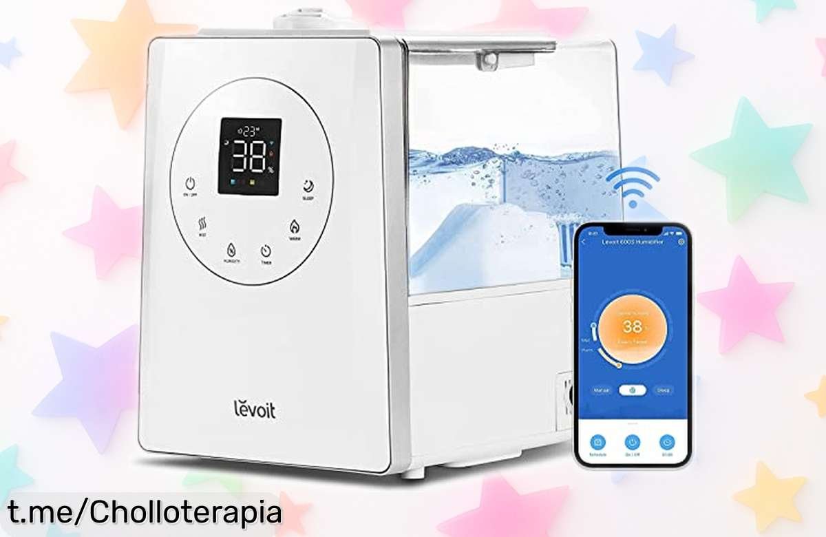 Humidificador Levoit TopFill 6L con niebla fría y caliente, control Alexa y app diseño inteligente para horas sin parar; precio rebajado que se escapa rápido ¡Consíguelo ya antes de que desaparezca este super chollo!