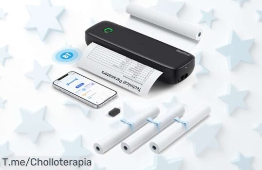 Impresora térmica portátil A4 Bisofice con batería duradera y conexión rápida a móvil y PC precio rebajado chollazo limitado para imprimir fotos y documentos grandes donde quieras ya