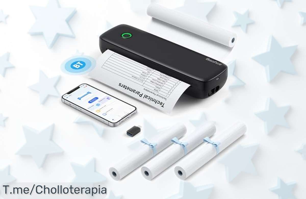 Impresora térmica portátil A4 Bisofice con batería duradera y conexión rápida a móvil y PC precio rebajado chollazo limitado para imprimir fotos y documentos grandes donde quieras ya