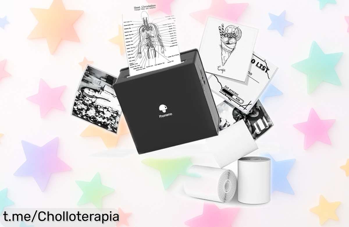 Impresora térmica portátil M02 con 3 rollos de papel incluida rebajada para que imprimas tus fotos y recibos al instante desde el móvil sin complicaciones ¡aprovecha ya esta oferta limitada antes de que se agote!