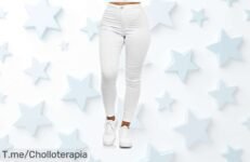 Jeans blanco de mujer Elara cintura alta slim fit con lazo trasero diseño único rebajados a precio muy bajo ¡chollazo que vuela! Corre porque quedan pocas unidades y esta oferta no se repite