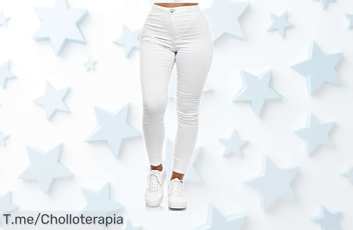 Jeans blanco de mujer Elara cintura alta slim fit con lazo trasero diseño único rebajados a precio muy bajo ¡chollazo que vuela! Corre porque quedan pocas unidades y esta oferta no se repite.