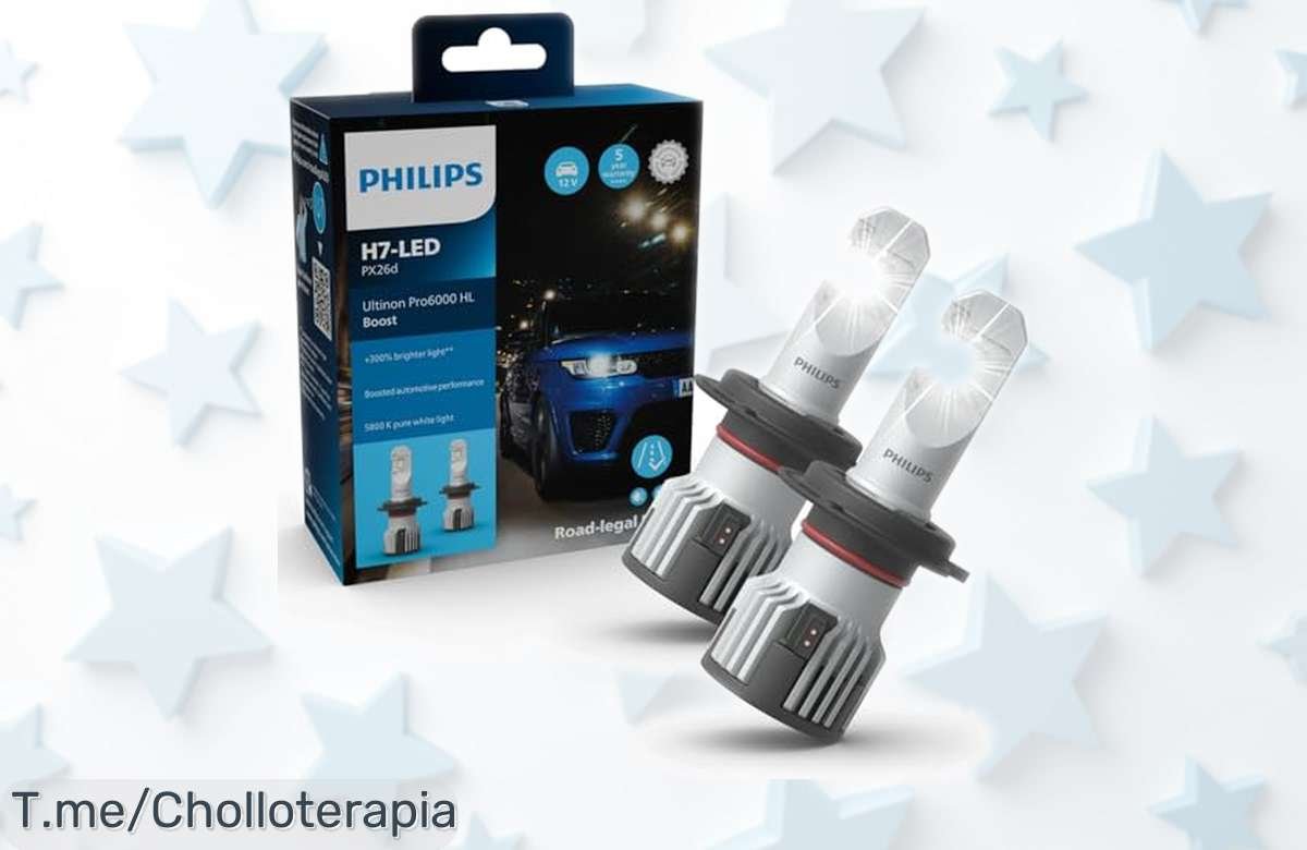Juego de 2 lámparas LED Philips Ultinon Pro6000 Boost H7 que iluminan hasta 3 veces más, con un diseño chiquito pero potente y precio rebajado a tope: no dejes escapar esta oferta limitada que puede desaparecer en un pestañeo. ¡Corre ya!
