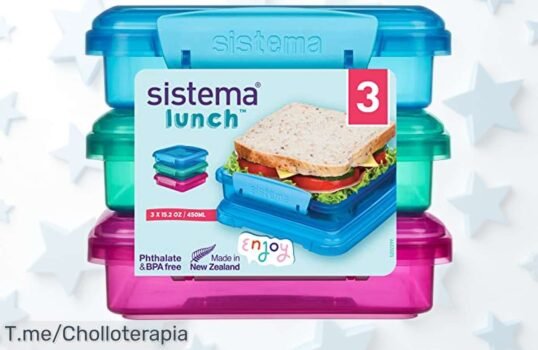 Juego de 3 fiambreras apilables con cierre seguro rebajadas ahora mismo: lleva tu sándwich siempre fresco y listo en microondas o congelador, ¡una oferta que vuela!