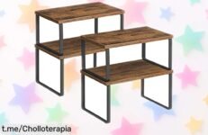 Juego de 4 estantes SONGMICS súper resistentes y apilables para cocina o baño con precio rebajado que desaparece rápido, aprovecha este ofertón único antes de que se acaben las unidades ¡corre por el tuyo ya!