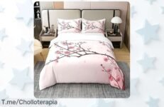 Juego de cama de flores de cerezo Homewish 100% algodón con diseño japonés único y cremallera oculta, ¡un super chollo con precio rebajado que no puedes dejar escapar, oferta limitada y vuelan rápido!