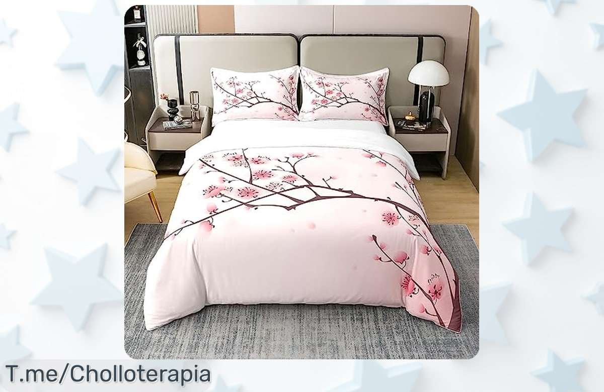 Juego de cama de flores de cerezo Homewish 100% algodón con diseño japonés único y cremallera oculta, ¡un super chollo con precio rebajado que no puedes dejar escapar, oferta limitada y vuelan rápido!