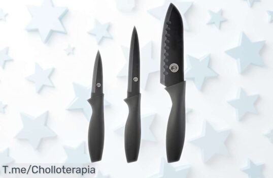 Juego de cuchillos MasterChef afilados a mano con recubrimiento antiarañazos para cortes perfectos, tres piezas que necesitas ya — super chollo con precio rebajado por tiempo limitado ¡Corre antes de que se acaben!