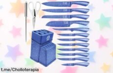 Juego de cuchillos XYJ con acero japonés súper afilado y soporte incluido precio rebajado que no verás dos veces ideal para chefs caseros o para regalar algo top sin gastar de más ¡date prisa que vuelan!