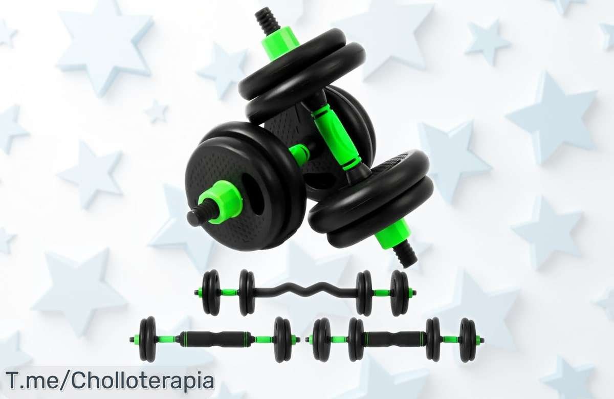 Juego de mancuernas ajustables 3 en 1 con barra y asas, pesa desde 10 a 30 kg para entrenar fuerte en casa, precio rebajado brutal que no durará para siempre ¡aprovecha esta oferta única y gana músculo ya mismo!