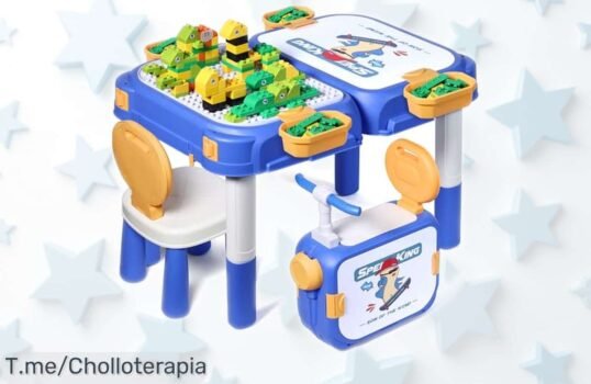 Juego de mesa y silla para niños Fygurso con 90 bloques grandes más mesa que se convierte en patinete, rebajado a precio muy bajo por tiempo limitado ¡date prisa antes de que desaparezca este ofertón!