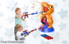 Juego de tiro con dinosaurio móvil Fygurso, incluye 2 pistolas, luces y sonidos ¡precio rebajado que vuela! Consigue ya este super chollo con 24 bolas para diversión sin fin y no dejes que se escape esta oferta limitada