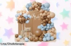 Kit de arco de globos marrón y azul con 147 piezas para fiestas perfecto para baby shower y bodas precio rebajado solo por tiempo limitado aprovecha este super chollo que hará tu celebración inolvidable ¡corre antes que se acabe!
