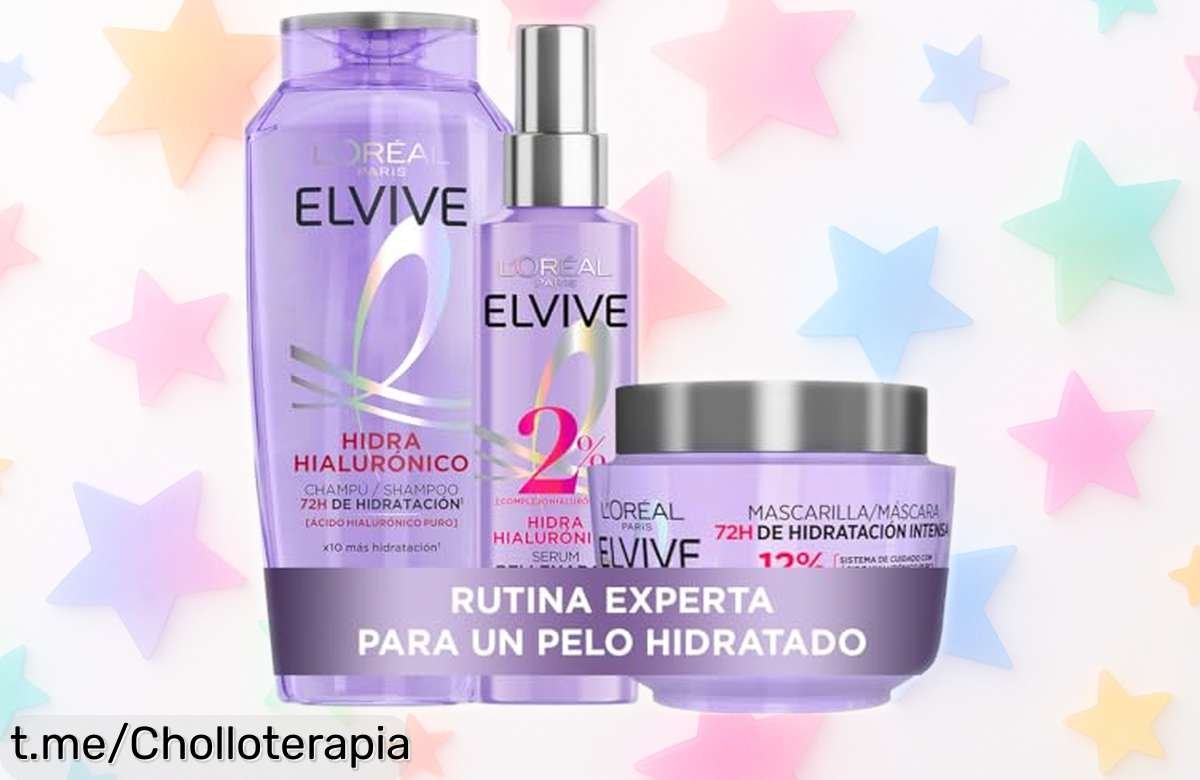 Kit hidratación intensiva para pelo L’Oreal Elvive con ácido hialurónico 72h de frescura y vitalidad oferta rebajada que vuela, no pierdas este super chollo ni un segundo más