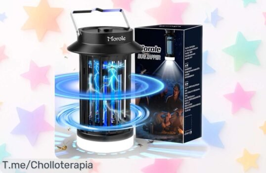 Lámpara antimosquitos Morole con LED y USB alucinante, electrocutando bichos a 4500V en 360° sin pausa, rebajada para que no la dejes escapar: ¡un ofertón temporero que hace tu verano mucho más tranquilo!