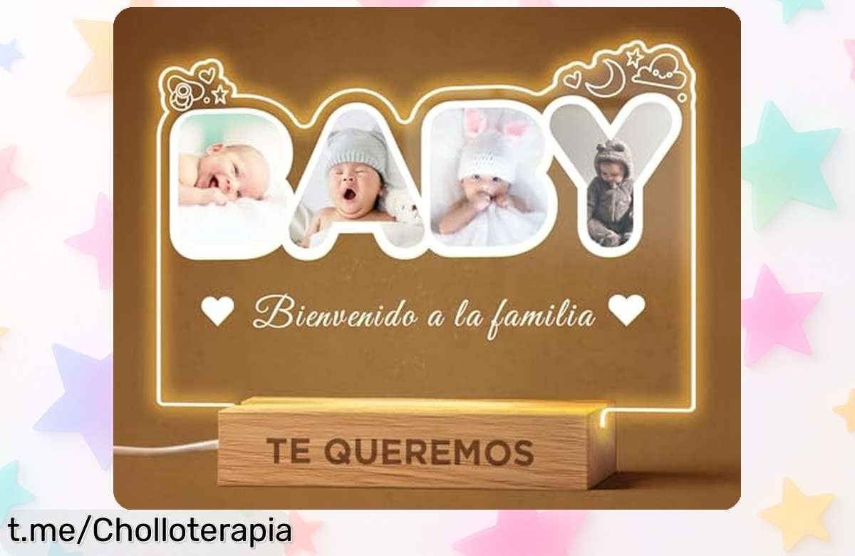 Lámpara personalizada para bebé 22×15 cm con fotos y luz nocturna suave, un super chollo de precio rebajado que no volverás a ver, ideal para crear magia en su habitación ¡date prisa que vuelan!