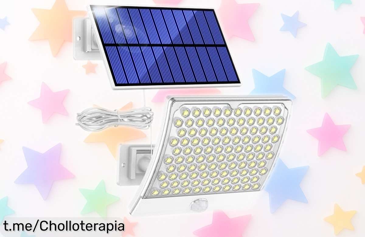 Lámpara solar MPJ con 105 leds y sensor de movimiento, iluminación potente e impermeable IP65 a precio rebajado, un super chollo para iluminar tu jardín with seguridad y estilo ¡no te lo pierdas que vuelan!