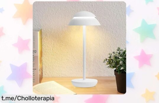 Lámpara táctil de mesa recargable con luz regulable y 3 colores diseño moderno precio rebajado chollazo limitado que no querrás dejar escapar