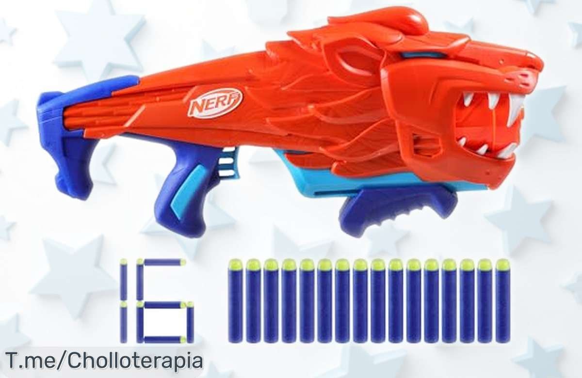 Lanzador Nerf Lionfury con 16 dardos para máxima puntería, diversión que vuela y precio rebajado ¡no dejes pasar este super chollo temporal!