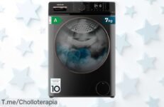 Lavadora frontal Cecotec Bolero Dresscode 7 kg con motor inverter y vapor a precio rebajado para que limpies rápido, ahorres energía y olvides el ruido ¡Corre que vuelan las unidades en esta oferta limitada!