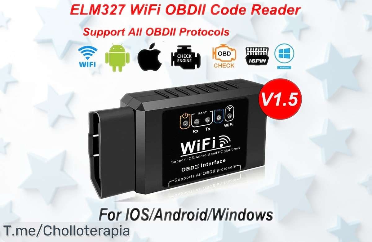 Lector OBD2 wifi ELM327 V1.5 para coche con diagnóstico instantáneo y conexión fácil a Android, iOS y PC; precio rebajado por tiempo limitado, un super chollo que no puedes dejar escapar hoy mismo