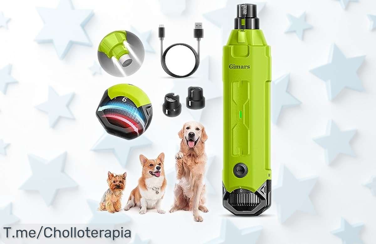 Lima eléctrica de uñas para perros Gimars con luz LED y 6 velocidades ajustables precio rebajado ¡chollazo único para mimar a tu peludo sin estrés aprovecha antes que se acabe!