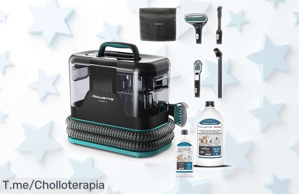 Limpiador potente Rowenta Clean It con depósito gigante y autolimpieza, dos botellas para manchas de mascotas a precio rebajado ¡Chollazo que vuela rápido, no lo pienses más!