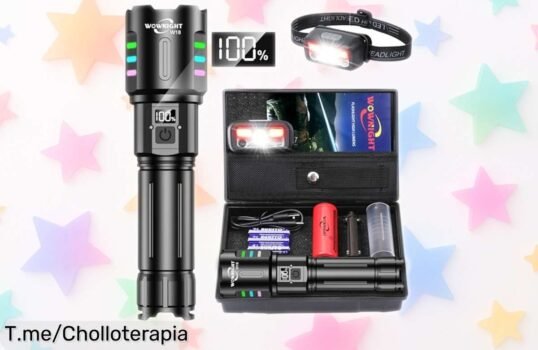 Linterna led recargable WowNight con un millón lúmenes y pantalla LCD, potencia brutal que ilumina todo a lo bestia, ahora rebajada con un descuentazo único por tiempo limitado ¡No dejes que se escape este super chollo!