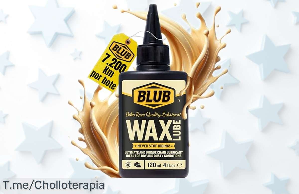 Lubricante para cadena Blub Wax Lube 120ml con precio rebajado que silencia y protege tu bici al máximo, acompaña cada pedalada suave y rápida ¡No esperes más, este súper chollo desaparece en un abrir y cerrar de ojos!
