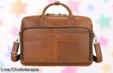 Maletín portátil Baigio de piel auténtica para hombre con espacio gigante y descuento brutal precio rebajado para que lleves todo lo que necesitas sin romper la hucha ¡Corre, quedan pocas unidades!