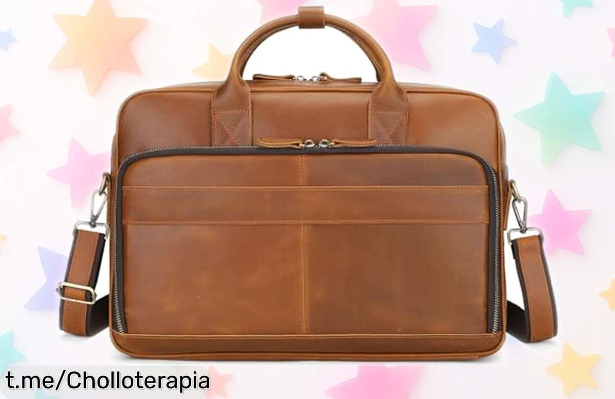 Maletín portátil Baigio de piel auténtica para hombre con espacio gigante y descuento brutal precio rebajado para que lleves todo lo que necesitas sin romper la hucha ¡Corre, quedan pocas unidades!