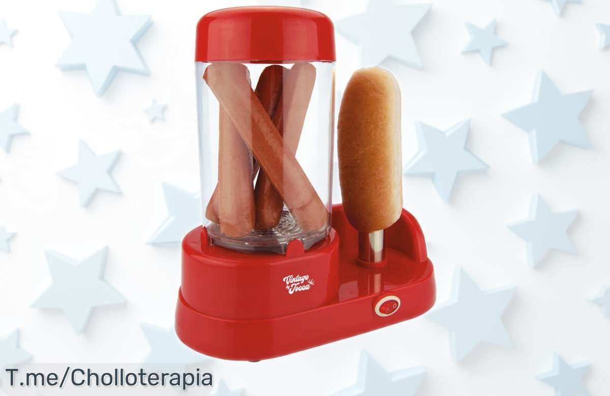 Máquina de perritos calientes Jocca roja que cocina 6 salchichas al vapor con calentador y bandeja extraíble a precio rebajado un chollazo para disfrutar ya sin esperas ¡corre que vuelan estas unidades!