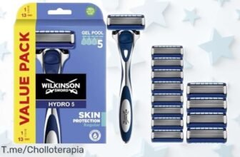 Maquinilla Wilkinson Sword Hydro 5 con 5 hojas y 13 recambios a precio rebajado de verdad para un afeitado apuradísimo y piel protegida, ¡corre que vuelan estas unidades exclusivos!