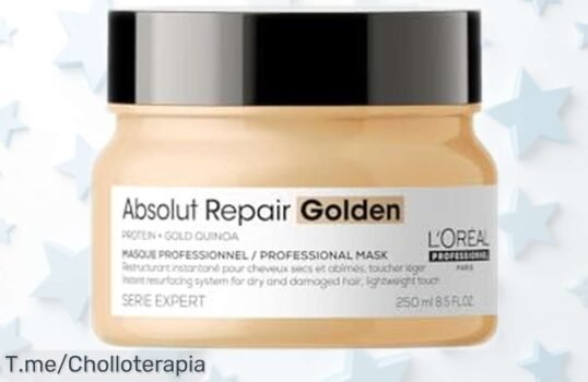 Mascarilla dorada L’Oréal Absolut Repair que repara y da un brillo increíble al instante precio rebajado chollazo limitado ¡date prisa antes de que se agote!