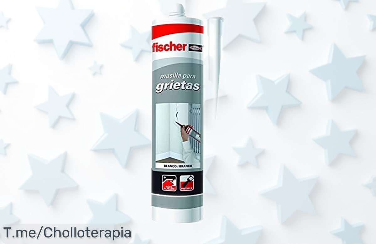 Masilla acrílica blanca Fischer 300 ml perfecta para grietas, fácil de aplicar y pintar con agua, ahora a precio rebajado ¡super chollo que no dura mucho! Repara rápido y dejarás todo como nuevo sin complicarte. Corre que vuela esta oferta.