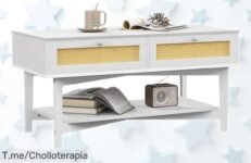 Mesa de centro blanca Homcom con 2 cajones y estante perfecta para tu salón, ahora a precio súper rebajado que no dura para siempre ¡No pierdas este ofertón y llévatela YA!