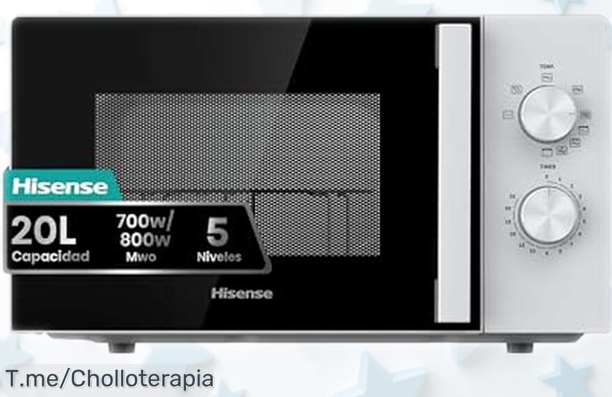 Microondas con grill Hisense H20MOWP1HG de 20L y 1000W en oferta limitada precio rebajado para cocinar rápido, limpiar en un plis y controlar la potencia sin complicaciones ¡No esperes más que vuelan!