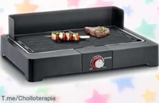 Mini barbacoa eléctrica Severin PG 8567 lista en segundos con grill que no quema y control LED; aprovecha este super chollo con precio rebajado, pocas unidades disponibles, ¡corre antes de que se acaben!