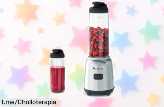 Mini batidora Moulinex Mix & Move potente y compacta con botellas Tritan súper resistentes precio rebajado increíble para que prepares tus bebidas favoritas ya mismo ¡corre que vuela este ofertón por tiempo limitado!