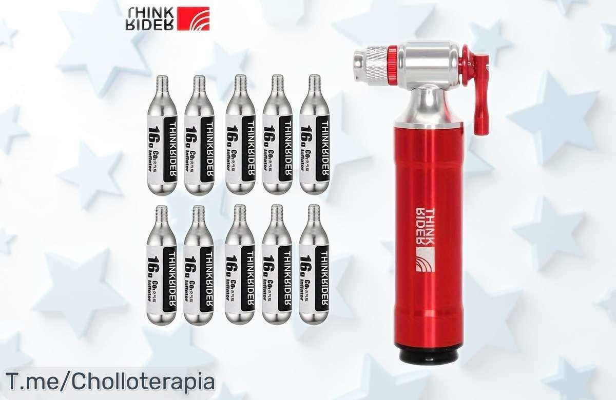 Mini bomba de CO2 ThinkRider para bici con adaptador rápido y fiable a precio rebajado; no dejes que se escape este super chollo, unidades limitadas y oferta temporal, ¡dale aire ya a tu aventura sobre ruedas!