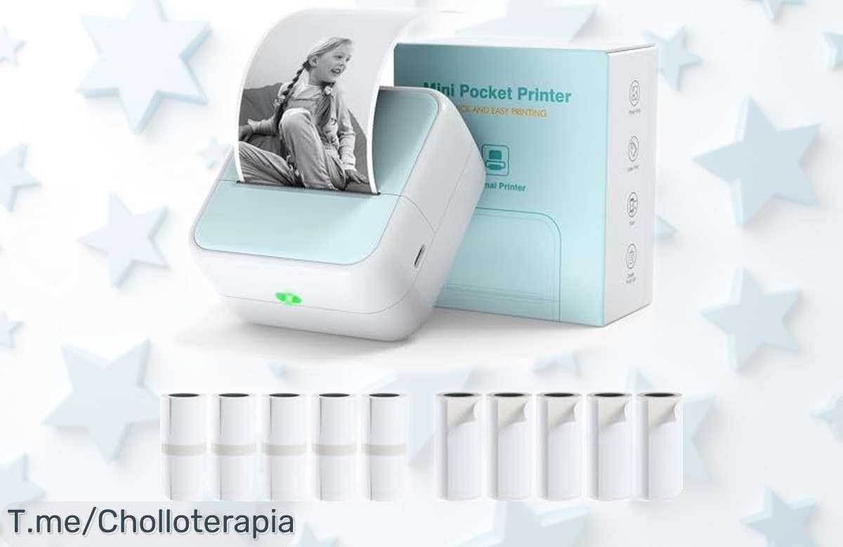 Mini impresora térmica Bisofice para móvil con Bluetooth y 11 rollos, rebajada sin igual: chollazo que solo dura poco ¡corre antes de quedarte sin este ofertón!