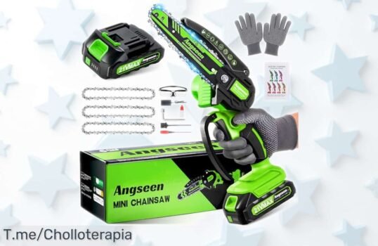 Mini motosierra eléctrica inalámbrica 850W con 3 cadenas y batería potente ideal para cortar madera y podar rápido su precio rebajado es un ofertón que no puedes dejar pasar corre que vuelan las unidades